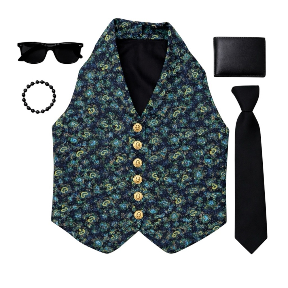 Versace Jeans Couture VINTAGE Cropped Vest – Blue Yellow Paisley Baroque XS*